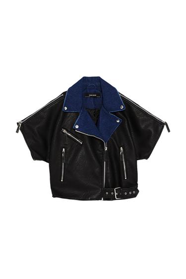 CONTRASTING BIKER JACKET