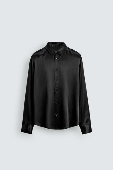 CHEMISE SATINÉE COUPE DÉCONTRACTÉE - Noir de Zara