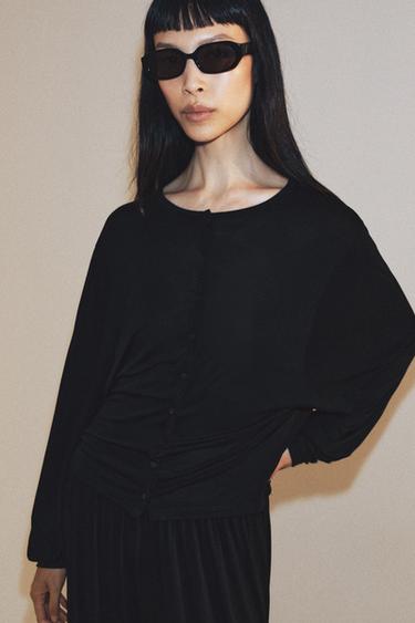 Zara FLUID BUTTON JACKET - Black