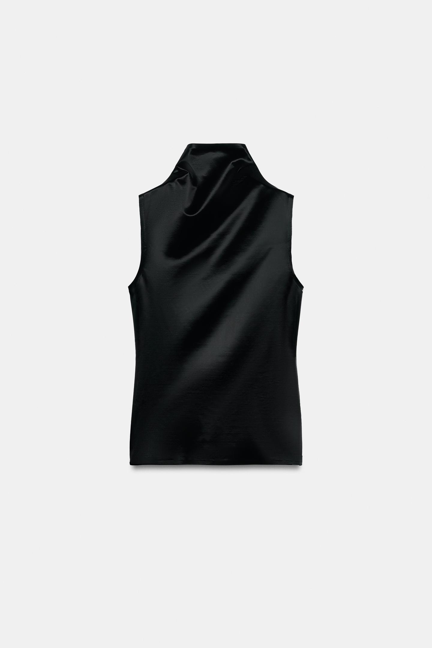 Женский топ Zara Mock Neck Top, цвет: Чёрный