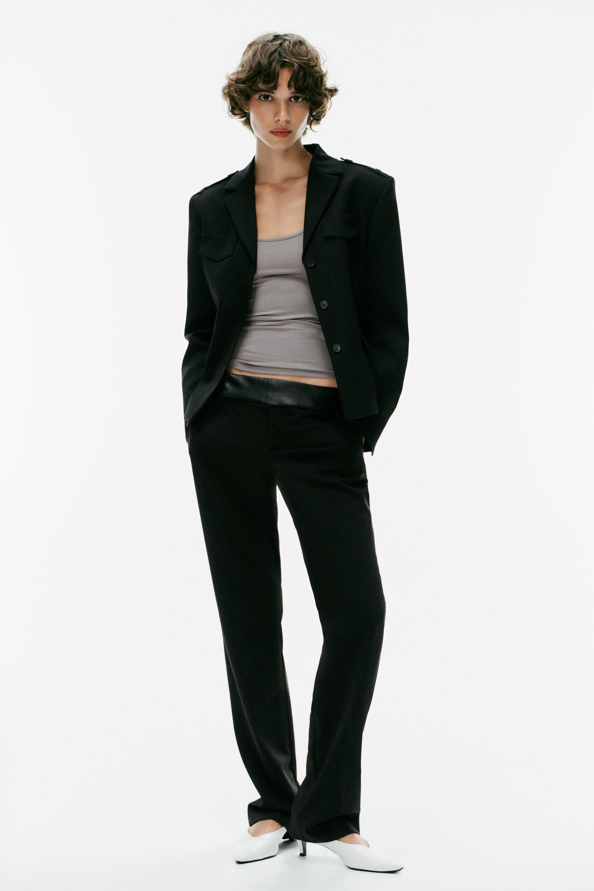 COMBINED STRAIGHT PANTS — Black