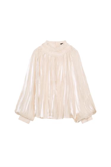 SHINY SATIN BLOUSE - Vanilla by Zara