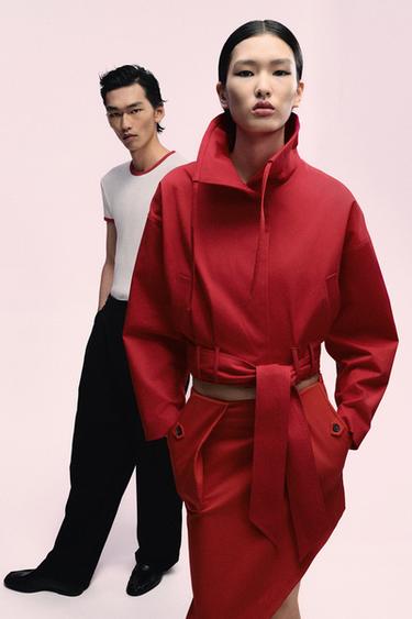 Zara 限量版真皮細帶涼鞋 - 紅色 - 圖片 0
