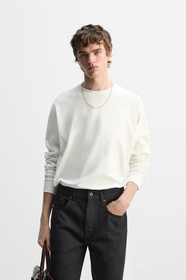 MEDIUM WEIGHT T-SHIRT MET LANGE MOUWEN - Ecru van Zara