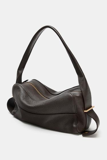 LEATHER SHOULDER BAG - Brown by Zara - Image 4