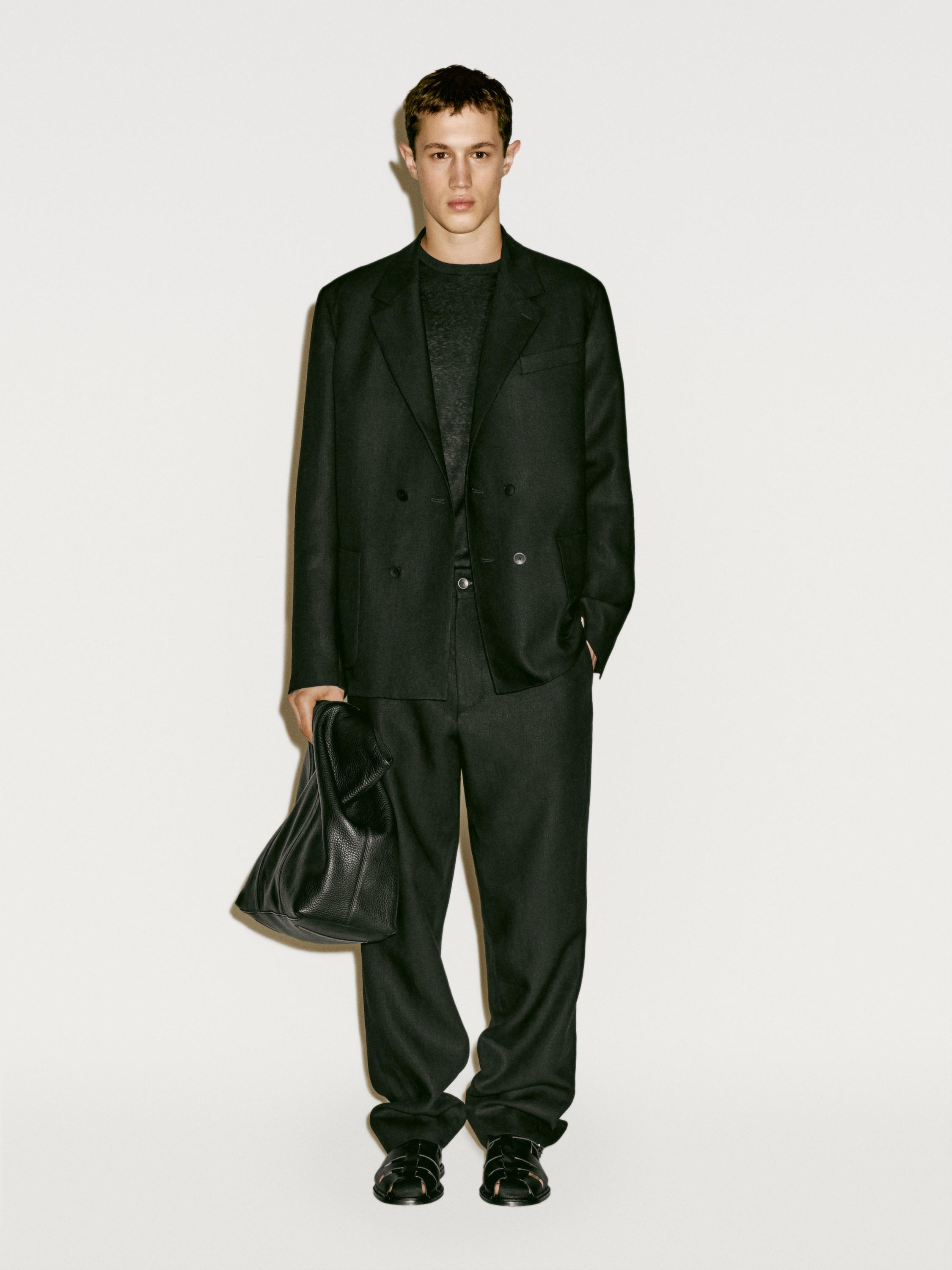 100% linen suit blazer - Limited Edition - Black | ZARA 100% linen suit blazer - Limited Edition - Black | ZARA