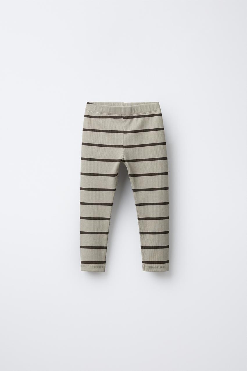 STRIPED RIBBED LEGGINGS