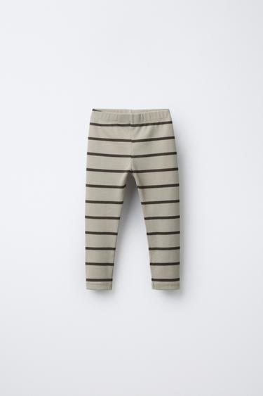 STRIPED RIBBED LEGGINGS - Light beige by Zara