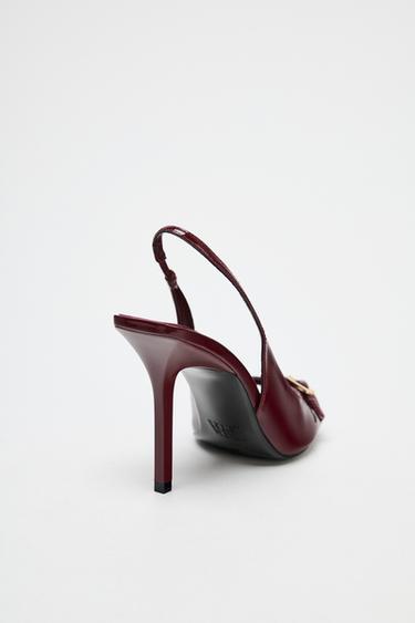 SANDALES À TALONS EFFET VERNI - Bordeaux de Zara - Image 3