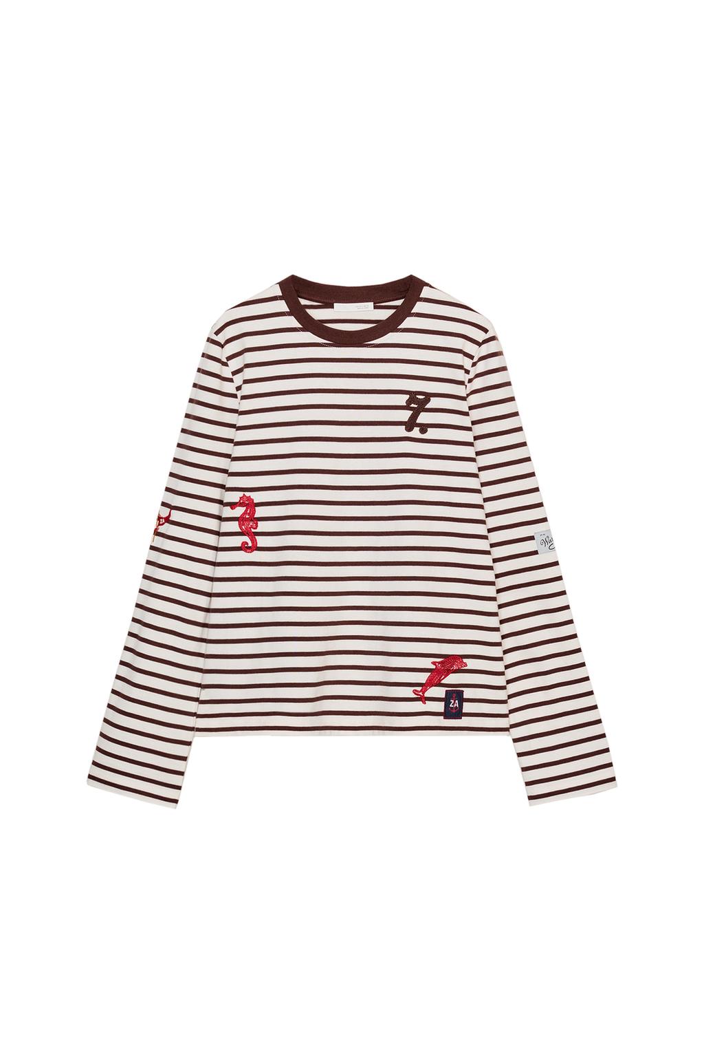EMBROIDERED STRIPED T-SHIRT - image 3