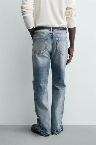 RIPPED FLARE FIT JEANS - Mid-blue by Zara - Image 2