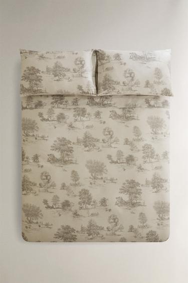 TOILE DE JOUY SATEEN DUVET COVER - Light grey by Zara