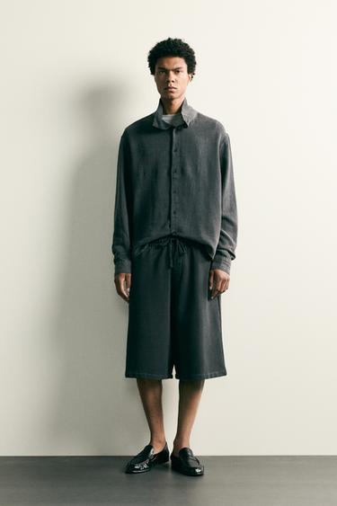 Zara VINTAGE WASH RELAXED FIT SHIRT - Anthracite grey