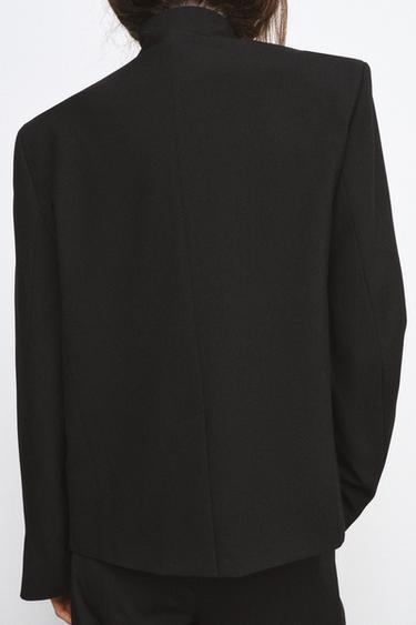 HIGH NECK BUTTONED BLAZER ZW COLLECTION - Black by Zara - Image 2