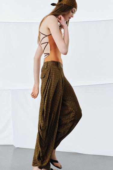 PANTALON IMPRIMÉ DRAPÉ ZW COLLECTION - Marron de Zara - Image 2
