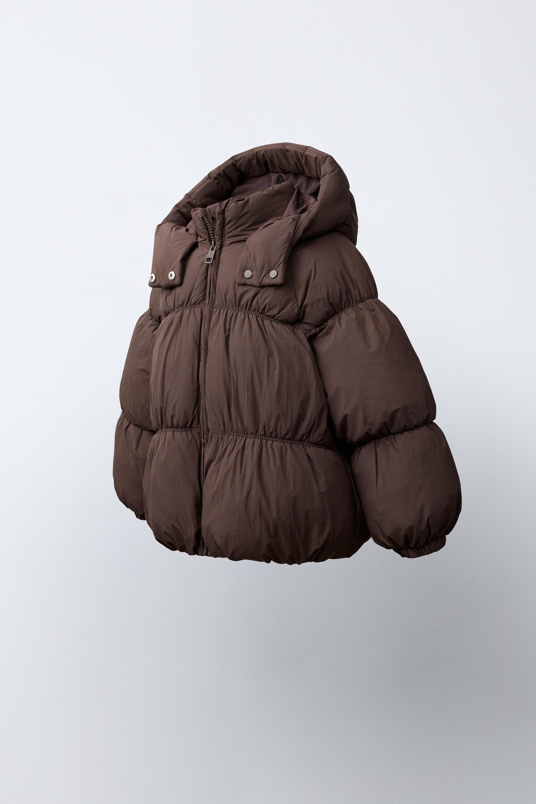 WATER REPELLENT PUFFER COAT — Brown (alternate view)
