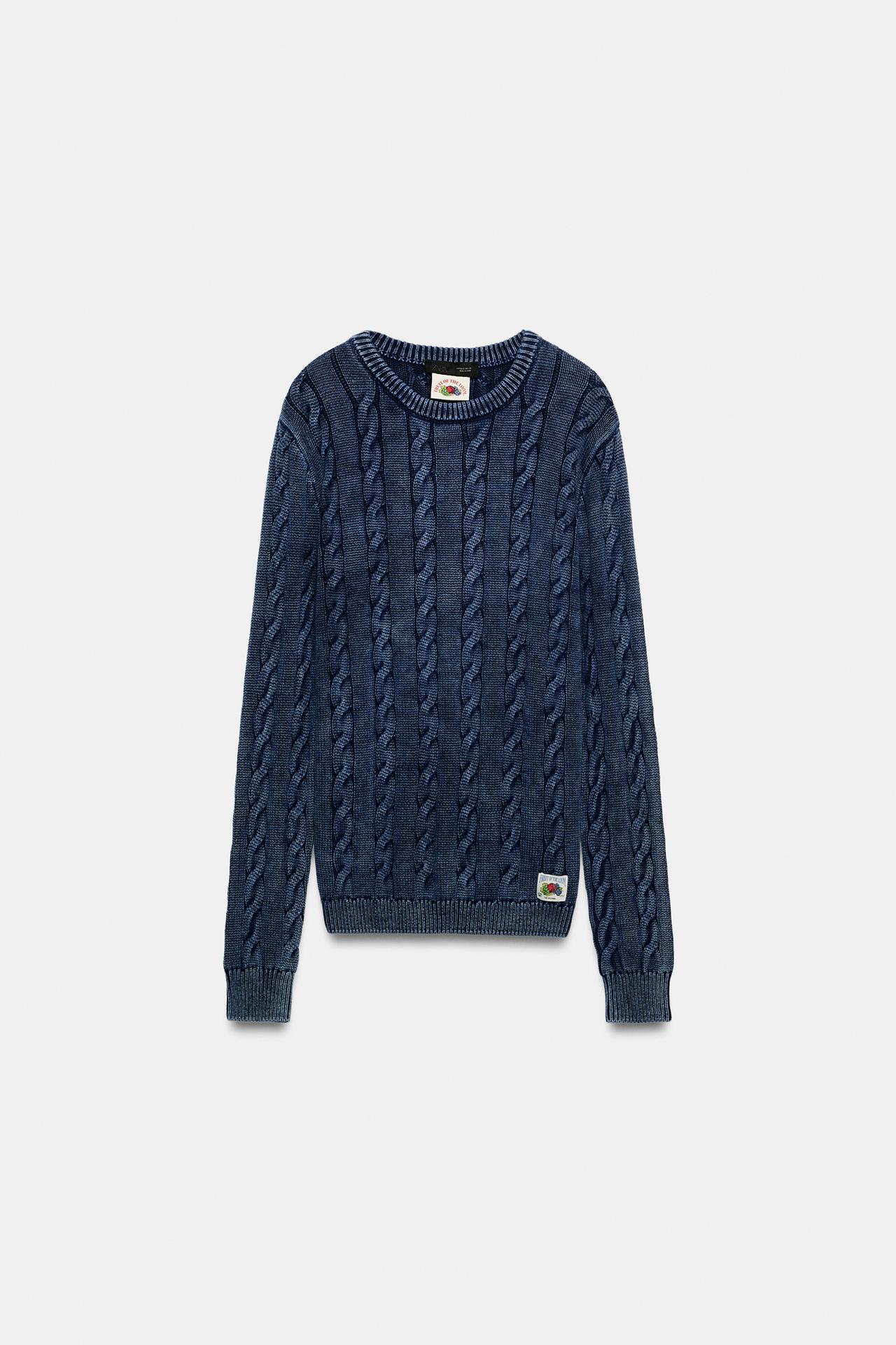 FRUIT OF THE LOOM™ CABLE KNIT OVERSIZED SWEATER — indigo vigore