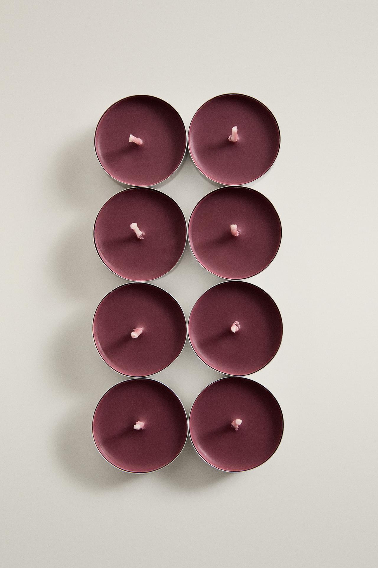 GINGERBREAD AROMATIC TEALIGHT CANDLES (PACK OF 8) — Red