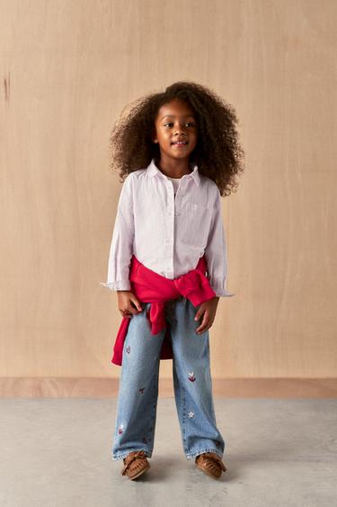PACK CHEMISE À RAYURES AVEC T-SHIRT CHIEN BRODÉ - Rose de Zara