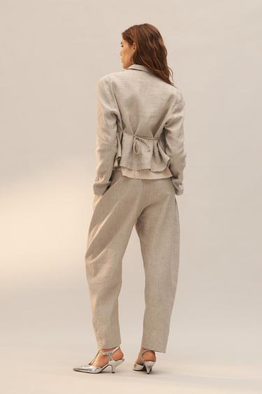 LIMITED EDITION STRIPED LINEN BLEND TROUSERS - striped by Zara - Image 1