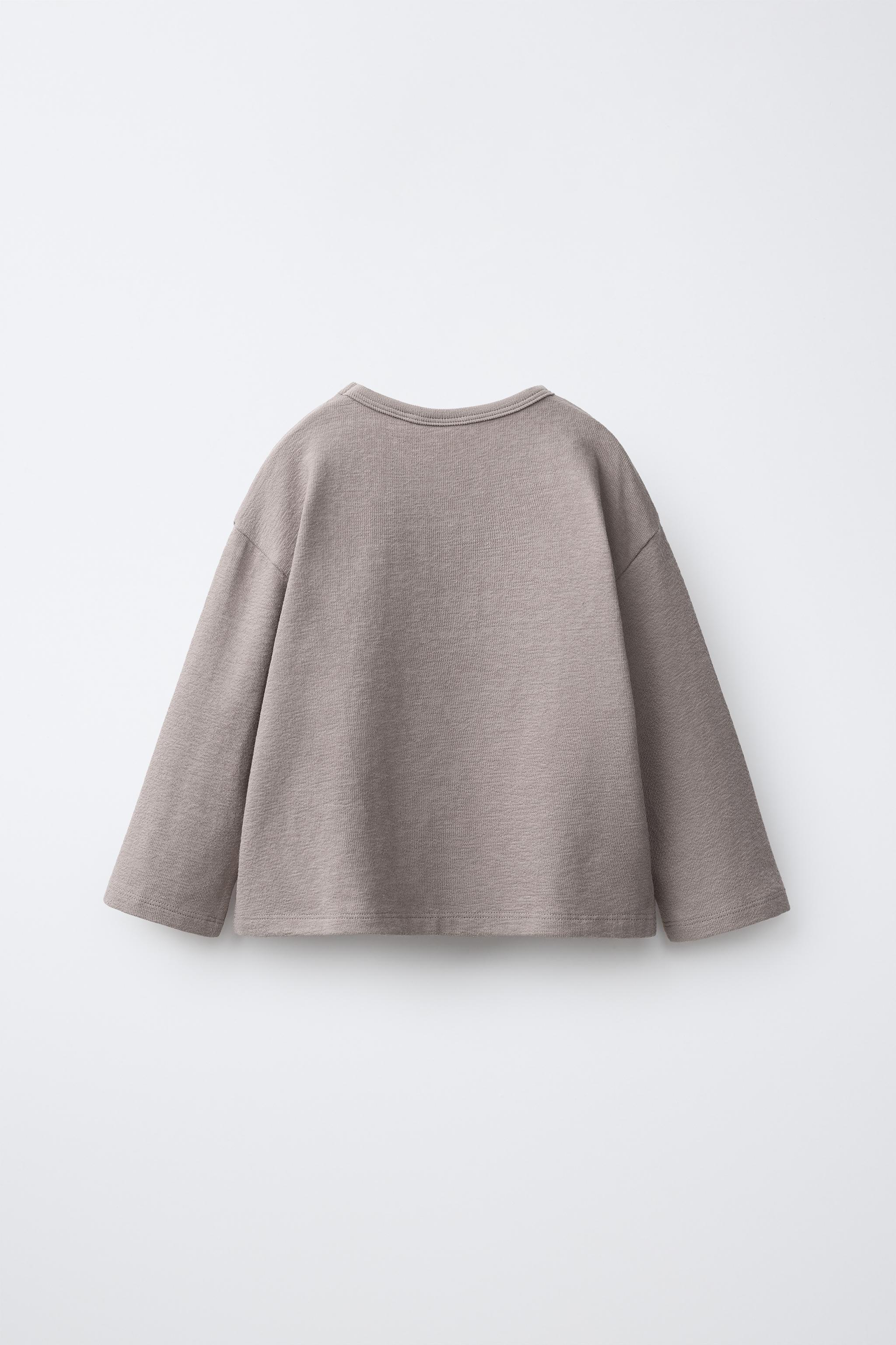 PLAIN TEXTURE T-SHIRT — Taupe gray (alternate view)