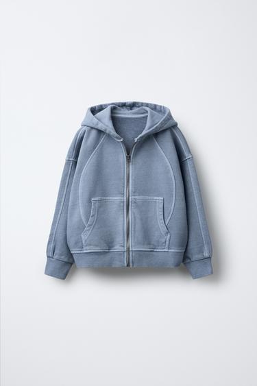 FADED-EFFECT HOODIE - Blue by Zara - Image 0