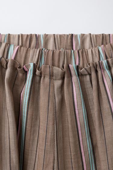 PANTALON BOUFFANT À RAYURES - Marron de Zara - Image 2