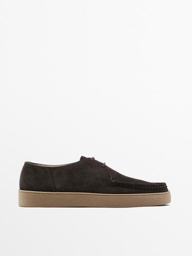 Zara Moc toe split suede shoes - Brown