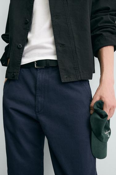 WASHED CARROT FIT TROUSERS - Navy blue by Zara - Image 4