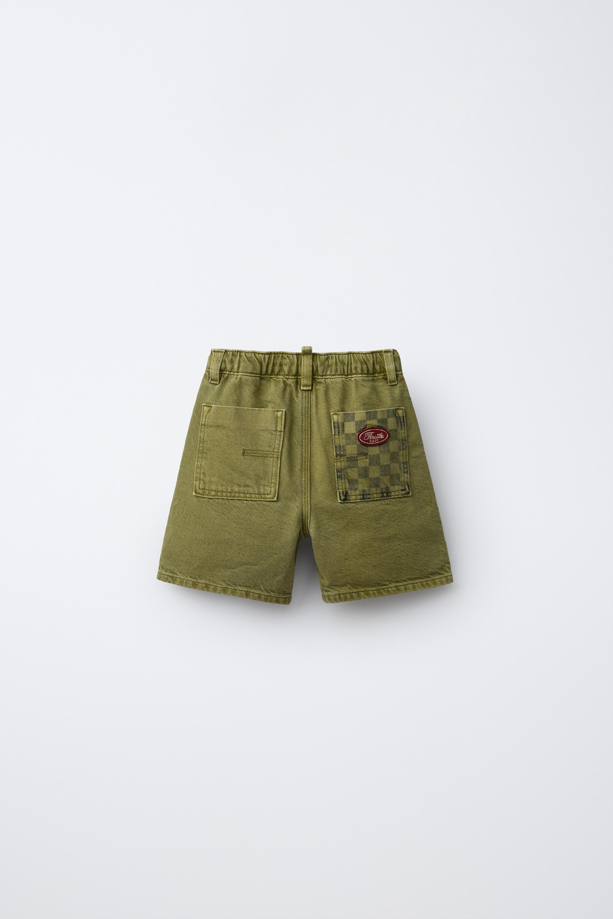 SHORT EN SERGÉ À POCHE CARREAUX