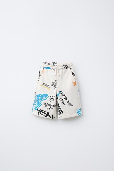 Zara PLUSH GRAFFITI SHORTS - Oyster-white - Image 0