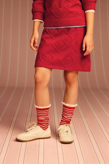 Zara TWO-PACK OF LONG STRIPED SOCKS - Red - Image 0