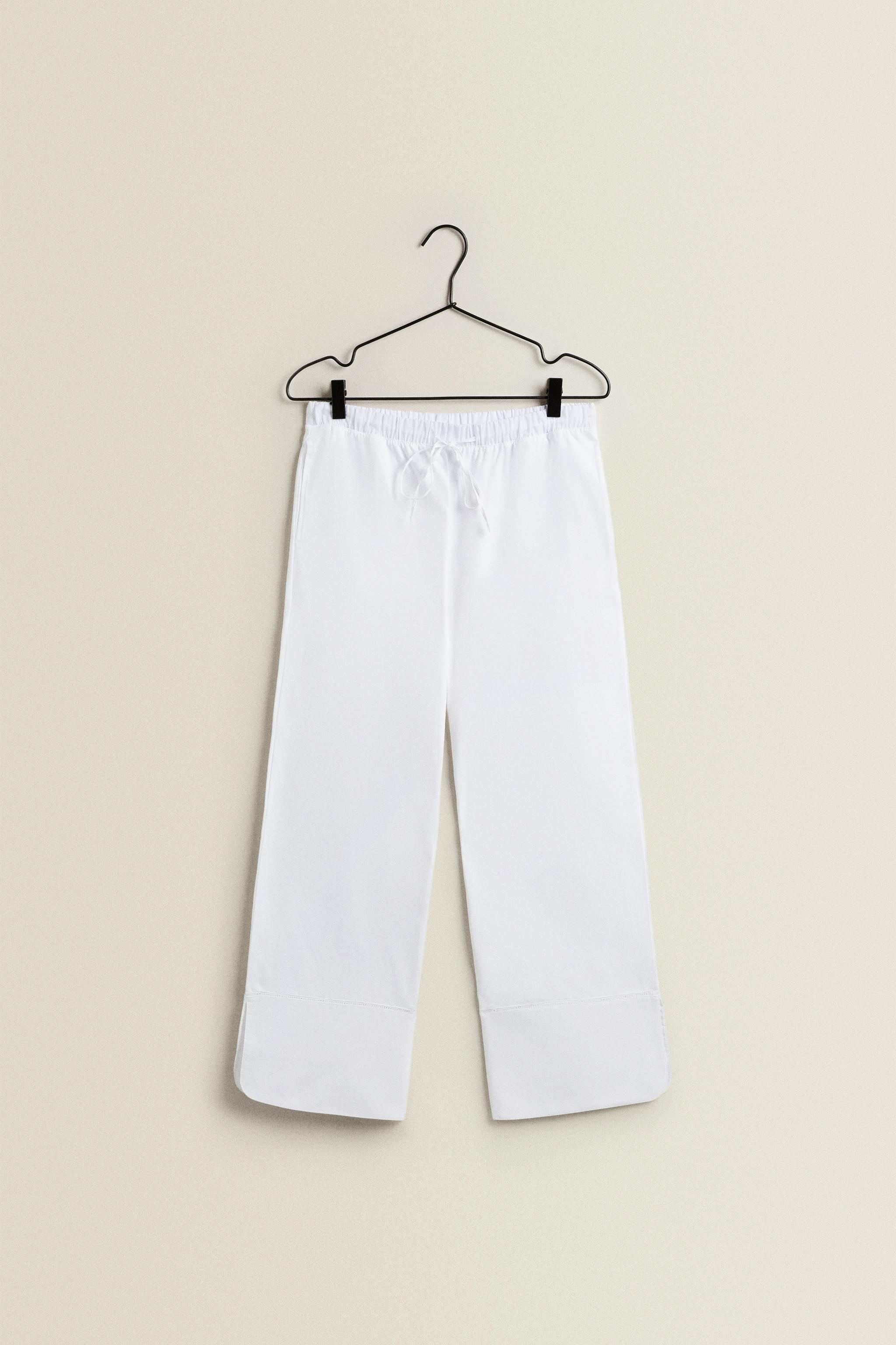 Off-White Cotton Lace Narrow Trouser
