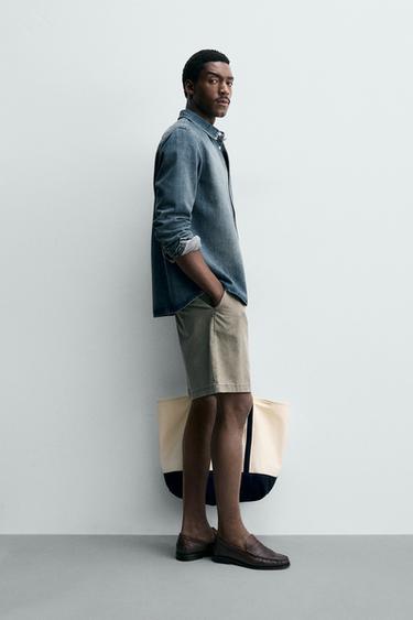COTTON-LYOCELL DENIM OVERSHIRT - Mid-blue by Zara - Image 3