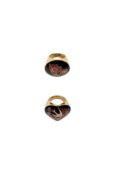 Zara 2-PACK OF RESIN SHAPE RINGS - Golden - Image 0