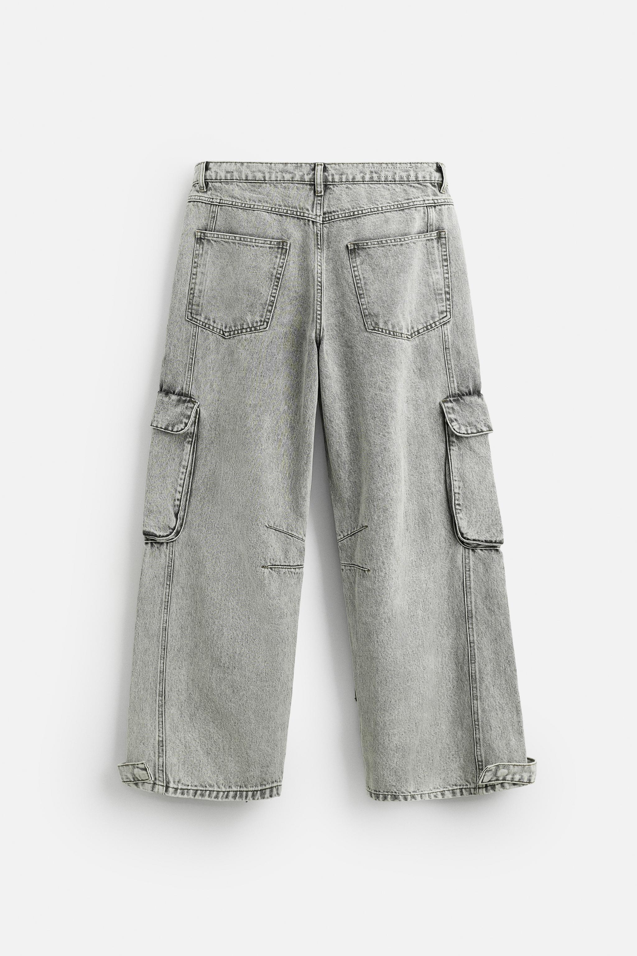 DENIM CARGO TROUSERS WITH POCKETS - Blue | ZARA Australia