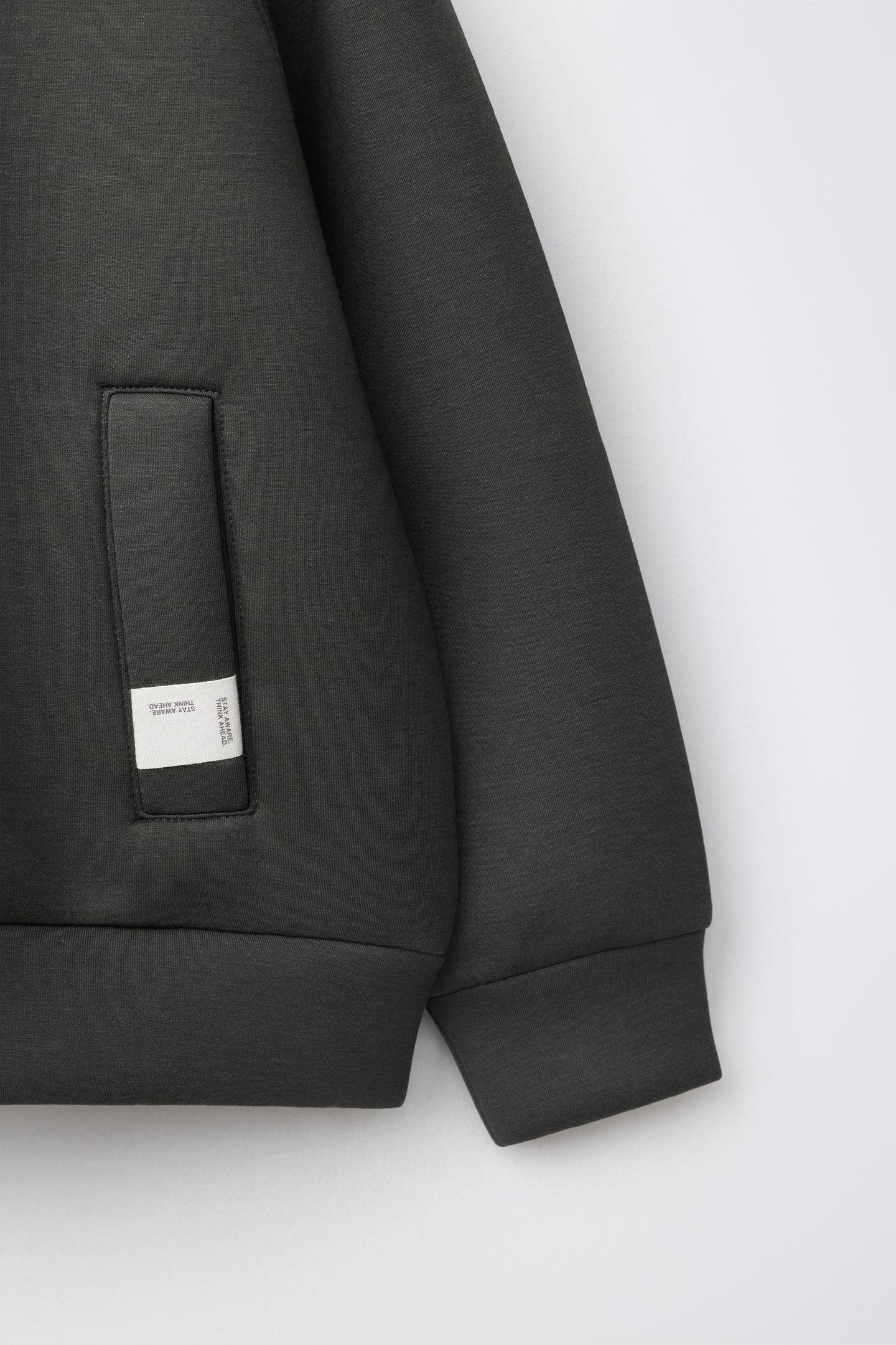 Детский свитшот Zara Neoprene Zip-Up, цвет: Тёмный хаки — фото 4