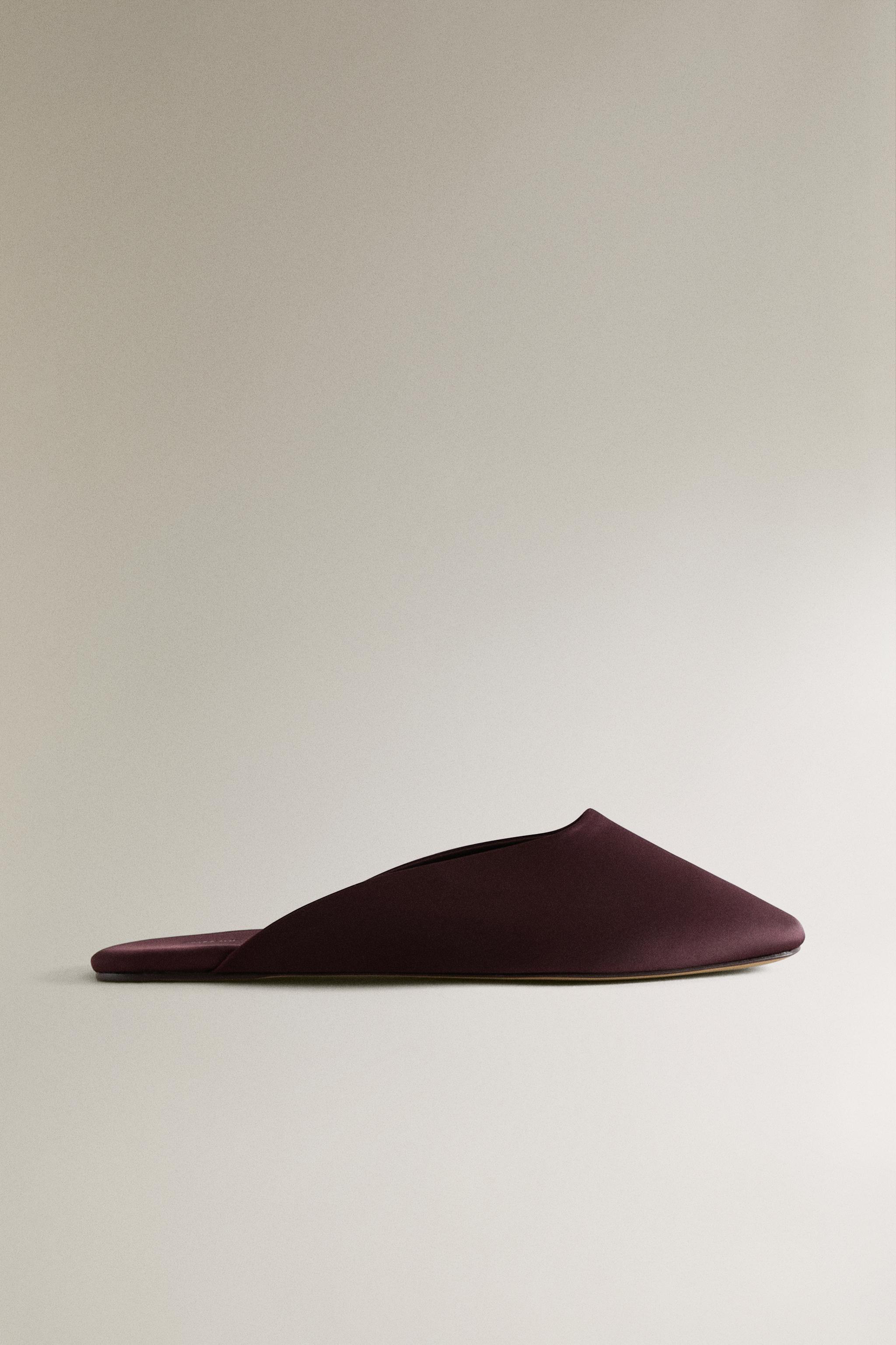SATEEN MULES — Burgundy Red