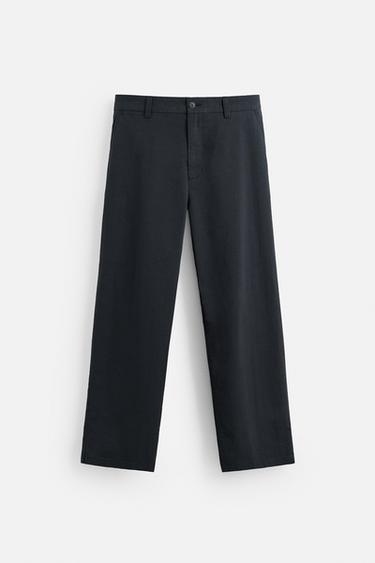 PANTALÓN REGULAR FIT ESTRUCTURA - Marino de Zara