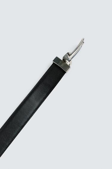 CONTRAST REVERSIBLE LEATHER BELT - Black by Zara - Image 3