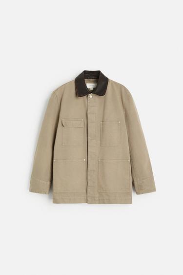 WASHED CANVAS JACKET - Taupe grey by Zara