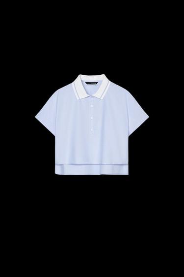 CAMISA CUELLO RIB - Celeste de Zara - Imagen 0