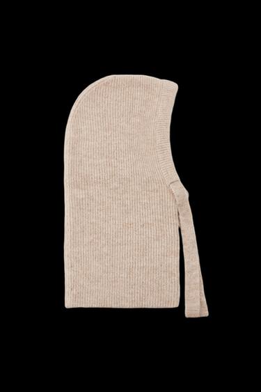 Zara RIBBED KNIT HOOD - Beige - Image 0