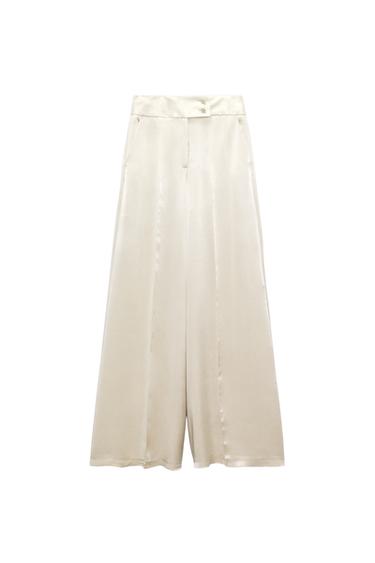 SATIN-FINISH PALAZZO TROUSERS