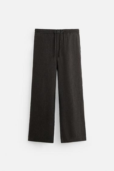 PANTALÓN ESTRUCTURA RAYAS - Marrón de Zara