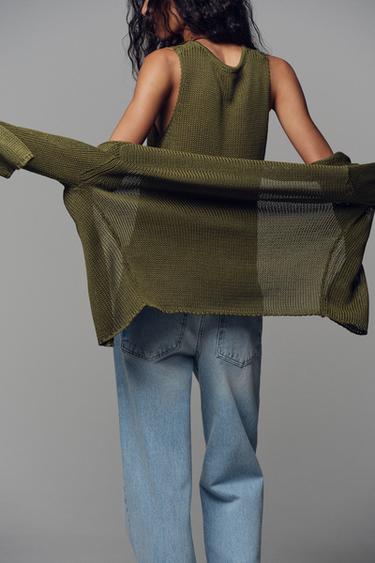TOP EN MAILLE 100 % COTON - Kaki de Zara - Image 5