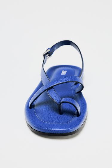 LEATHER STRAPPY SANDALS - Blue by Zara - Image 5