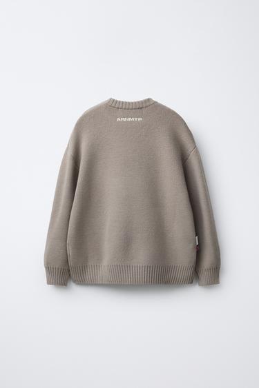 KNIT JUMPER WITH SLOGAN PRINT - Sand by Zara - Image 1