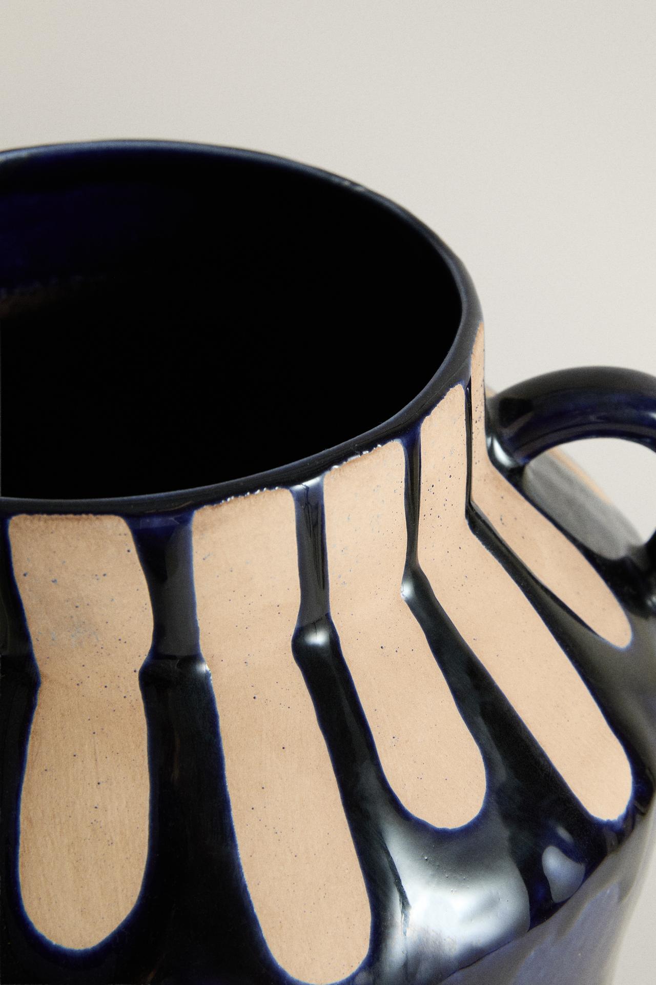 TALL DECORATIVE CERAMIC VASE — MIDNIGHT BLUE