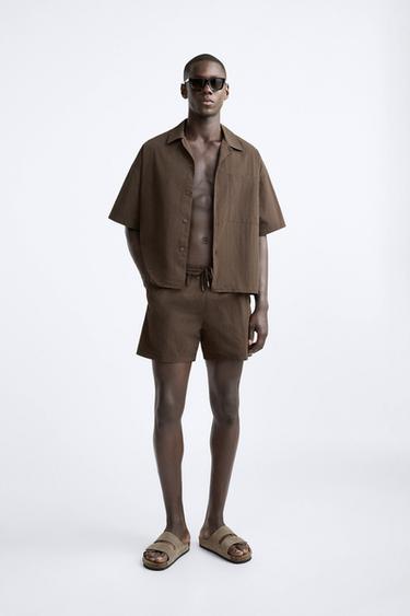 BOXY-FIT TECHNICAL SHIRT - Brown by Zara - Image 0